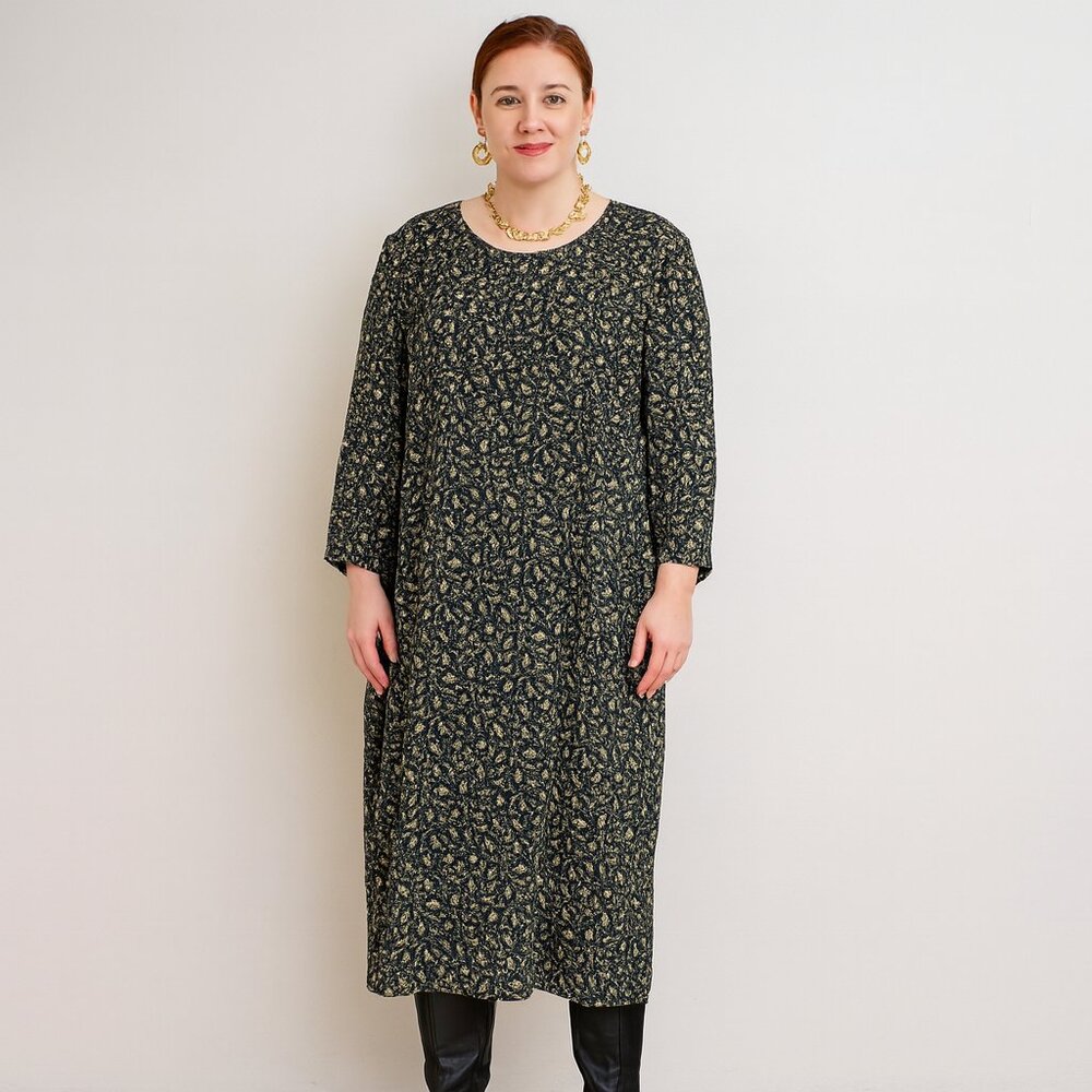 Vintage 80s ED Michael's Dress Size 18 Green Paisley Boho Cottagecore‎ Modest